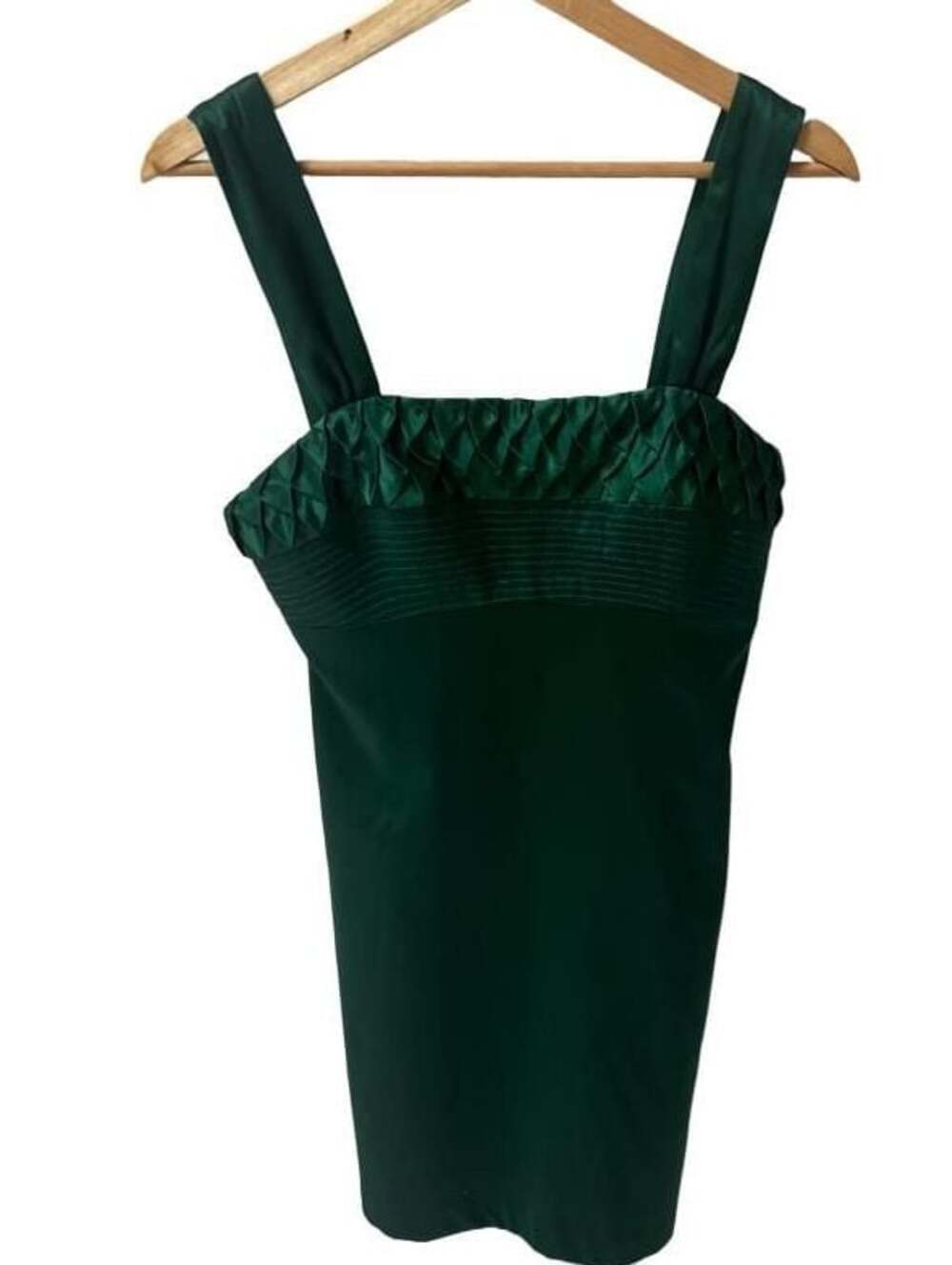 Single Dress Emerald Green Silk Satin Mini Dress Smocked Size S - Picture 3 of 7